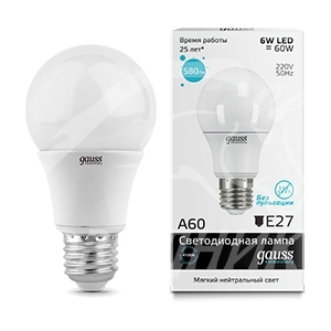  Elementary A60 E27 6W 4100K
