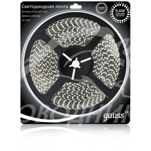 Лента LED 2835/120-SMD 9.6W  12V DC холодный белый (блистер 5м)
