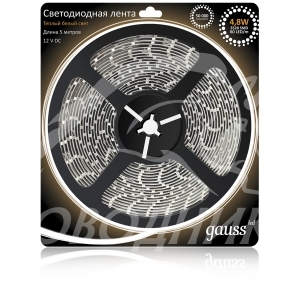 Лента LED 2835/60-SMD 4.8W  12V DC теплый белый (блистер 5м)