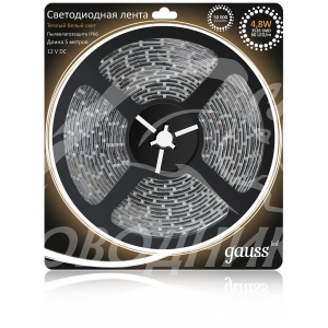 Лента LED 2835/60-SMD 4.8W  12V DC теплый белый IP66 (блистер 5м)