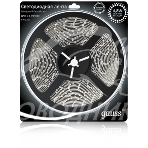 Лента LED 2835/60-SMD 4.8W  12V DC холодный белый (блистер 5м)